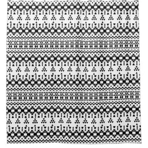 Black and White Aztec geometric vector pattern Shower Curtain