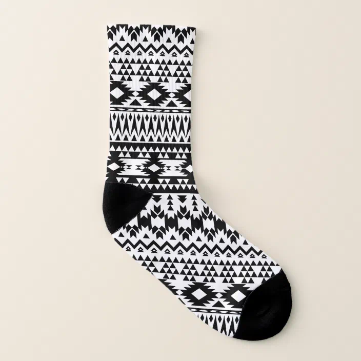 Native American Inspired Retro Aztec Pattern Printed Crew Socks Warm Over Boots Stocking Cool Warm Sports Socks 