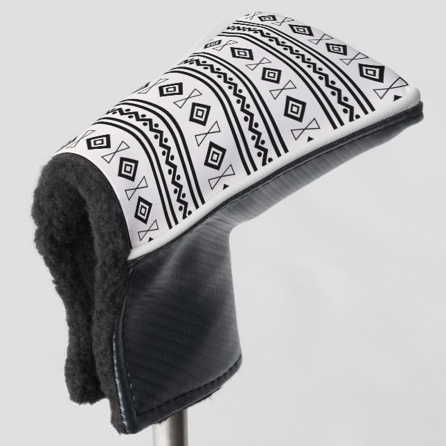 Black And White Aztec Golf Head Cover (3/4 Front)