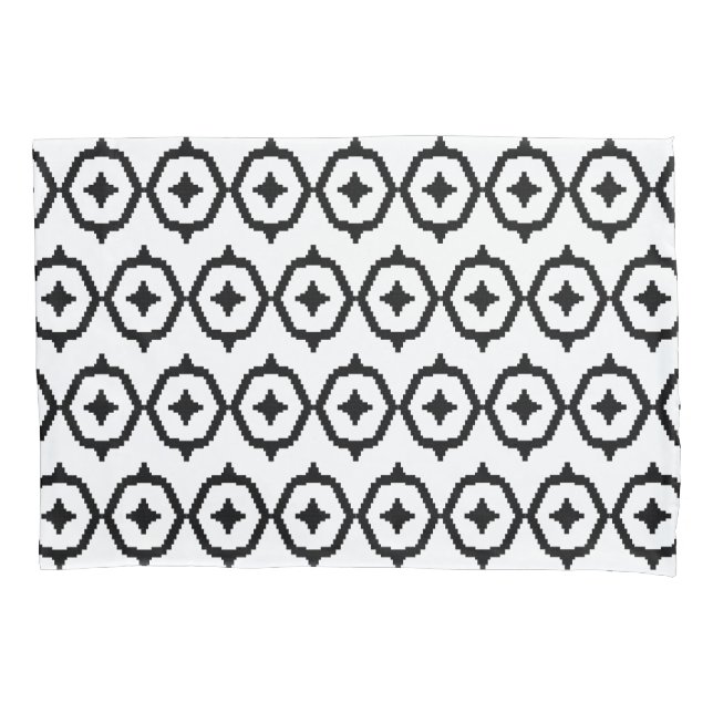 Black and White Aztec Ikat Pillow Case (Front)