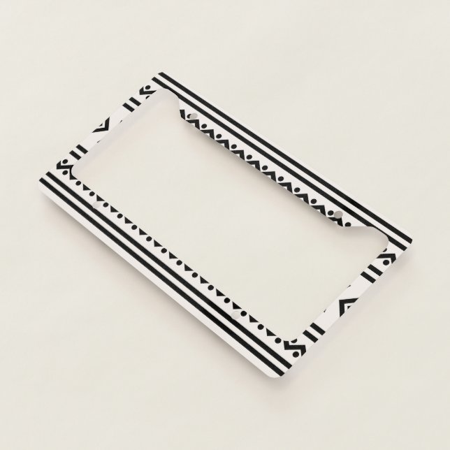Black And White Aztec License Plate Frame (3/4)