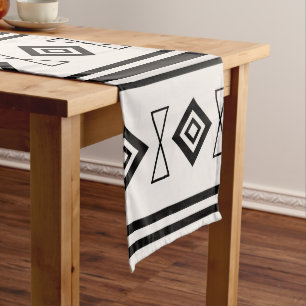 Black And White Aztec Long Table Runner