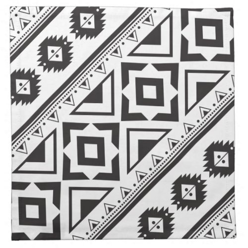 Black and White Aztec Pattern Cloth Napkin