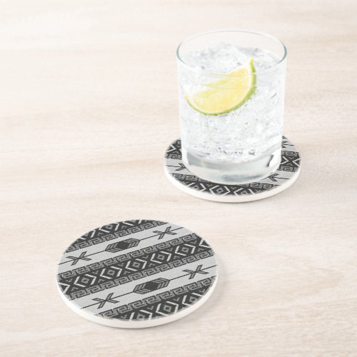 Black And White Aztec Pattern Southwest Coaster