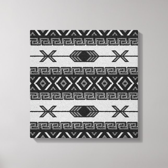 Black And White Aztec Pattern Southwest Wall Art (Front)