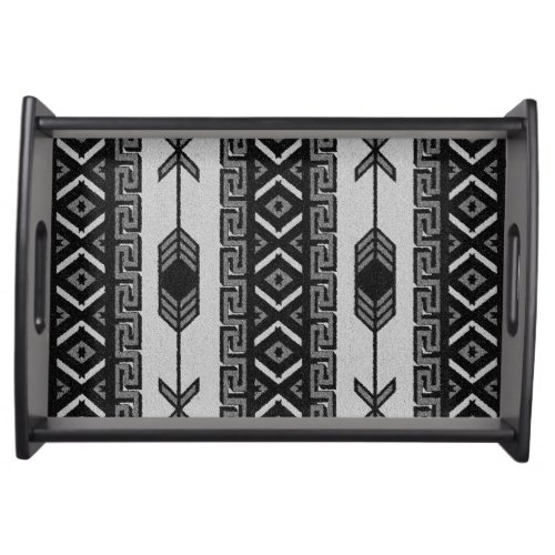 Black And White Aztec Pattern Southwestern Serving Tray