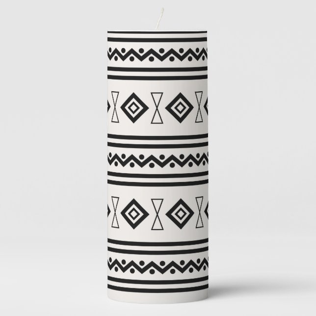 Black And White Aztec Pillar Candle (Front)
