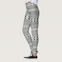 Black And White Aztec Print Leggings Zazzle