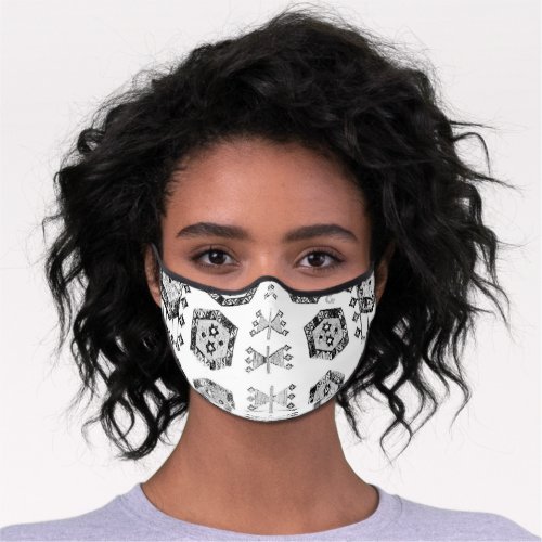 Black and White Aztec Shape Pattern Premium Face Mask