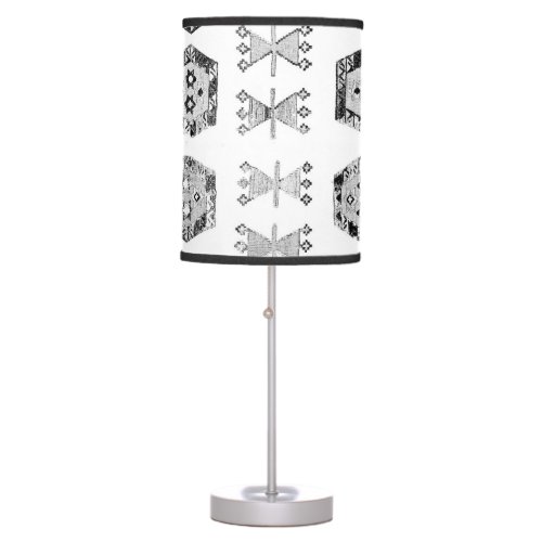 Black and White Aztec Shape Pattern Table Lamp