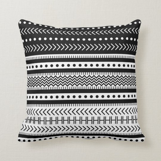 Black And White Aztec Throw Pillow