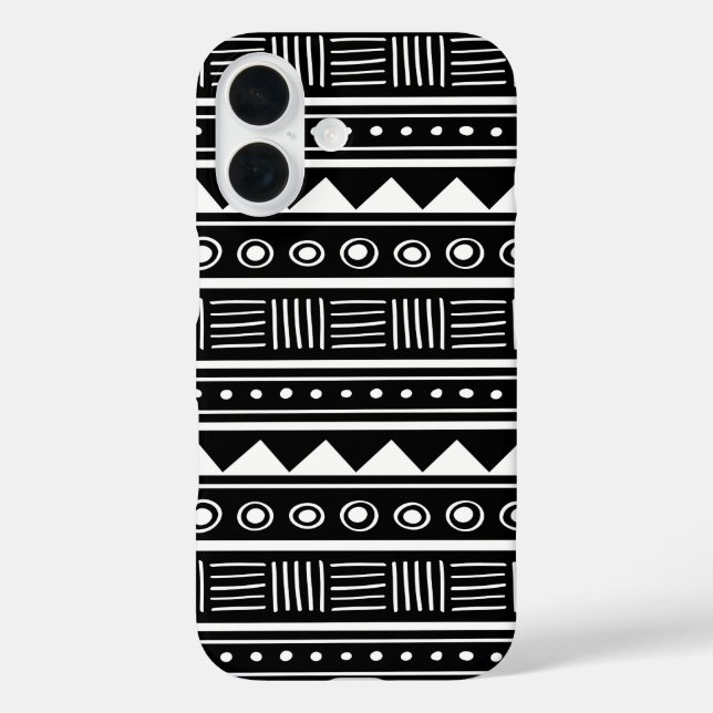 Black and White Aztec Tribal Pattern Case-Mate iPhone Case (Back)