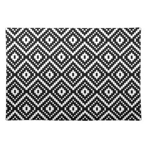 Black and White Aztec Tribal Print Placemat