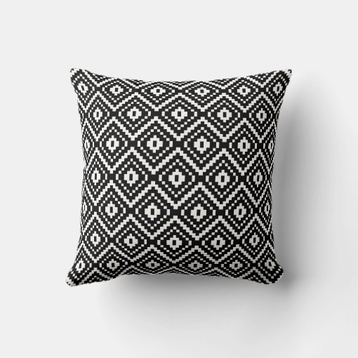 Black and White Aztec Tribal Print Throw Pillow Zazzle