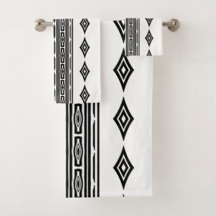 COVASA Black and White Hand Towels for Bathroom Set of 2 Native American Tribal Aztec Ethnic Boho Style Soft Absorbent Small Bath Hand Towel Kitchen