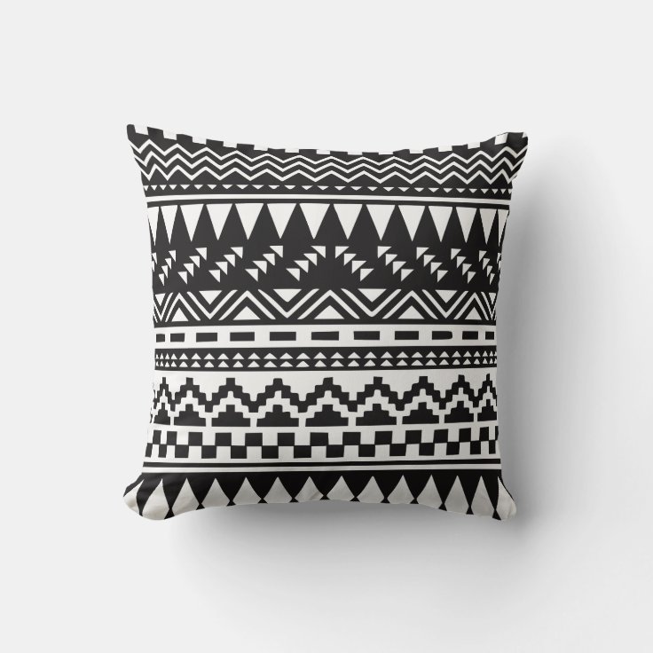 Black and White Aztec Tribal Throw Pillow Zazzle