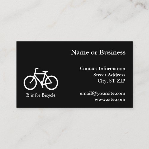Black and White B is for Bicycle Business Card