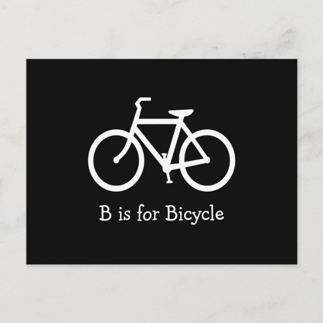 Black and White B is for Bicycle Postcard (Front)