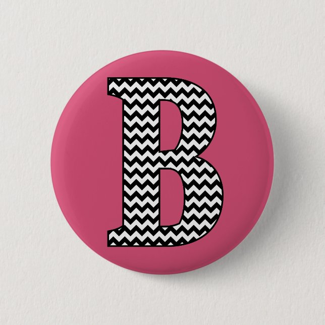 Black and White "B" Monogram Round Button (Front)