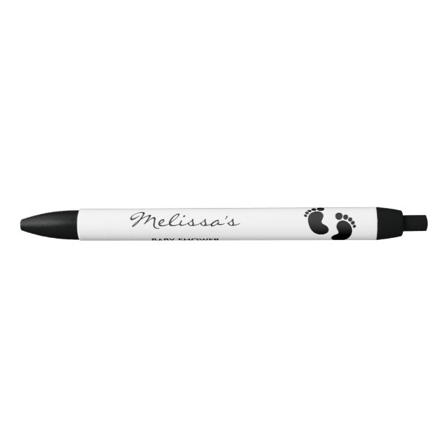 Black And White Baby Feet Custom Baby Shower Favor Pen (Front)