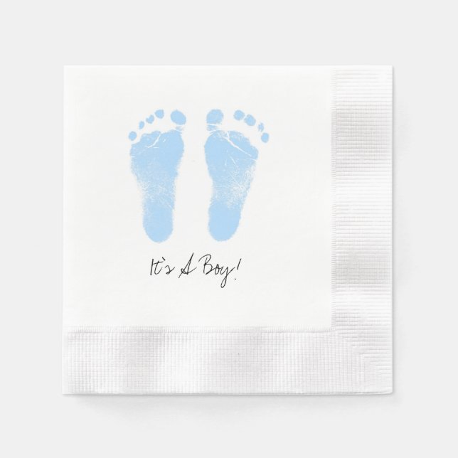 Black and White Baby Footprints Napkins (Front)