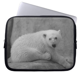 Black and White Baby Polar Bear Laptop Sleeve
