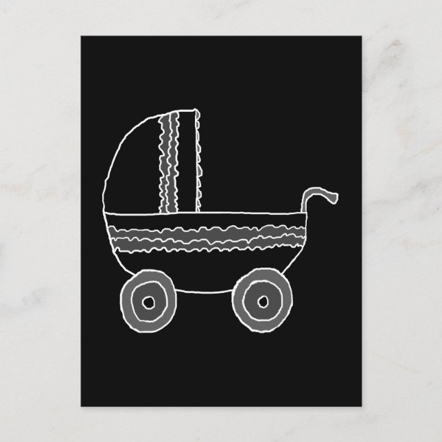 Black and White Baby Stroller. Postcard (Front)