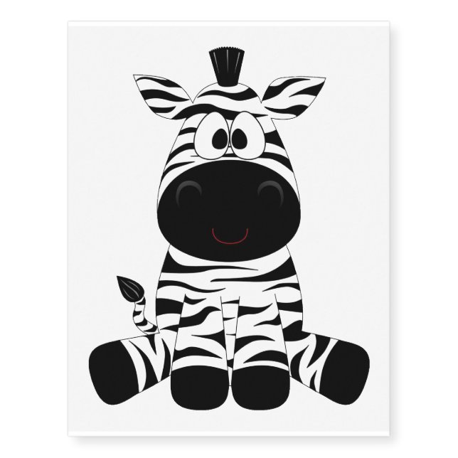 Black and White Baby Zebra Cute Temporary Tattoos (Front)