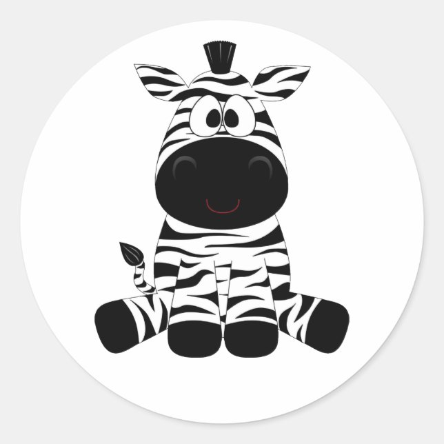 Black and White Baby Zebra fun Classic Round Sticker (Front)