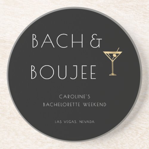 Black and White Bach and Boujee Bachelorette Party Coaster