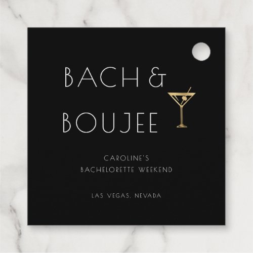 Black and White Bach and Boujee Bachelorette Party Foil Favor Tags