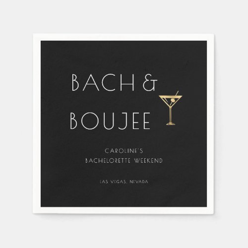 Black and White Bach and Boujee Bachelorette Party Napkins