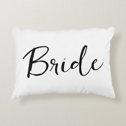 Black and White Bachelorette Bride Calligraphy Accent Pillow