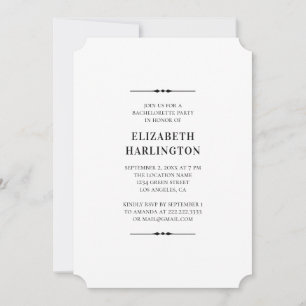 Black and white bachelorette party. Simple modern Invitation