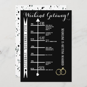 Black and White Bachelorette Weekend Getaway Invitation