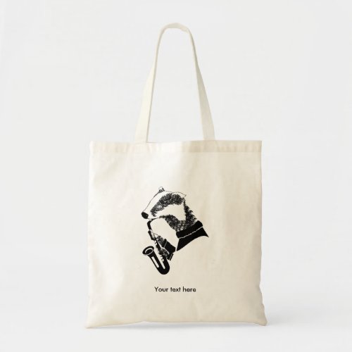 Black and White Badger Saxophone Customizable Tote Bag