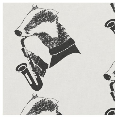 Black and White Badger Saxophone Personalized Fabric
