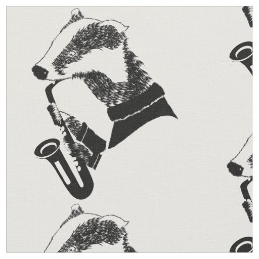 Black and White Badger Saxophone Personalized Fabric