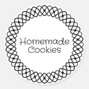 Black and White Bakery Box Packaging Classic Round Sticker