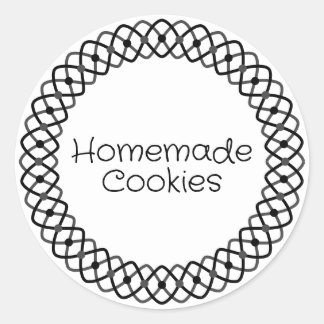 Black and White Bakery Box Packaging Classic Round Sticker