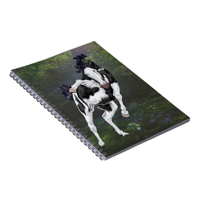 Black and White Bald Face Overo Paint Horse Notebook (Right Side)