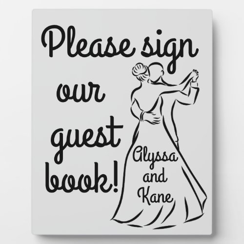 Black_and_White Ballroom Dancers Guest Book Plaque