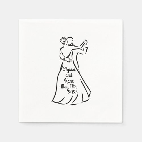 Black_and_White Ballroom Dancers Wedding Cocktail Napkins