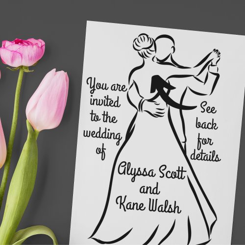 Black_and_White Ballroom Dancers Wedding Invitation