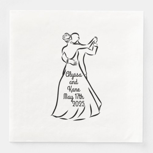 Black_and_White Ballroom Dancers Wedding Paper Dinner Napkins