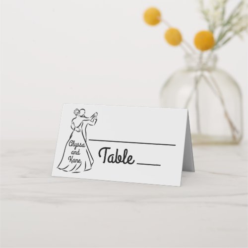 Black_and_White Ballroom Dancers Wedding Place Card