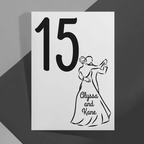 Black_and_White Ballroom Dancers Wedding Table Number