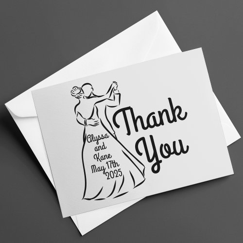 Black_and_White Ballroom Dancers Wedding Thank You Card