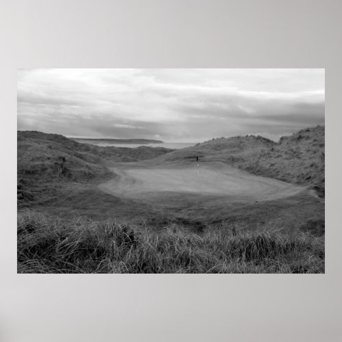 black and white Ballybunion links golf course Poster