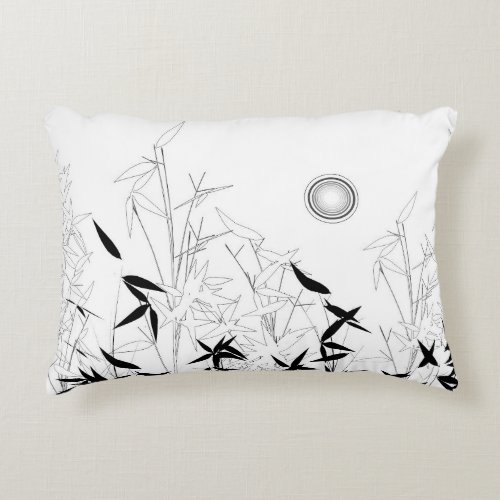 Black and white bamboo accent pillow